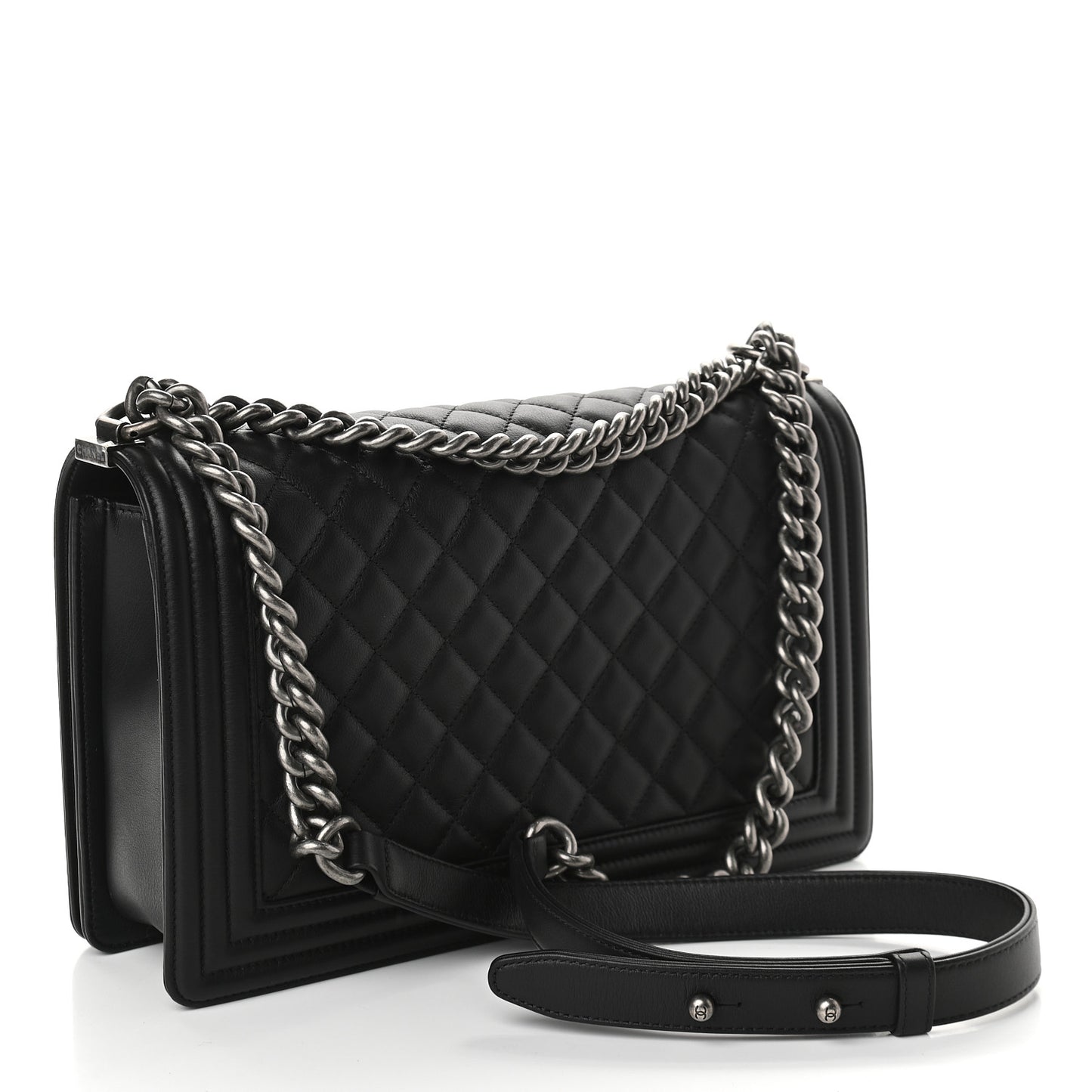 Calfskin Quilted New Medium Boy Flap Black