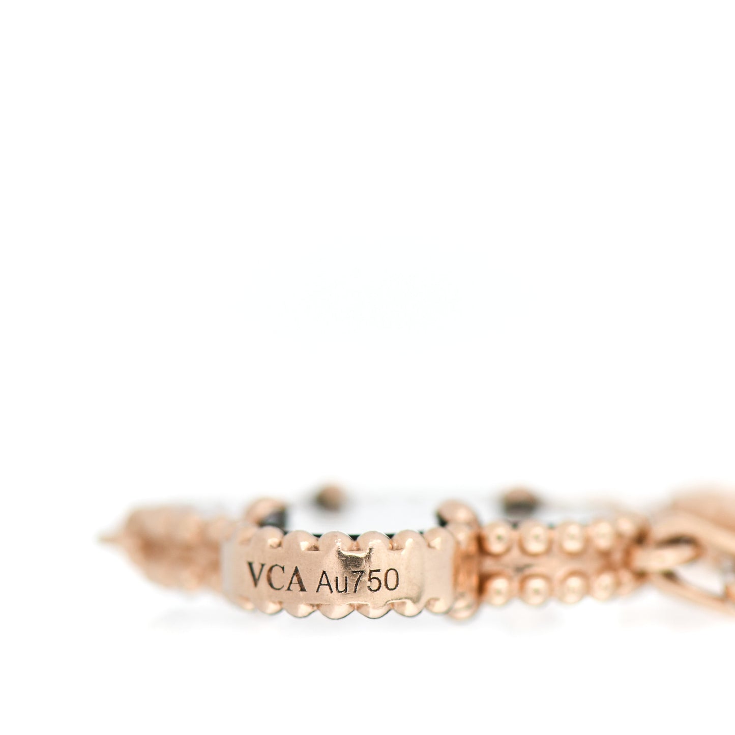 18K Rose Gold Diamond Gray Mother of Pearl 5 Motifs Vintage Alhambra Bracelet