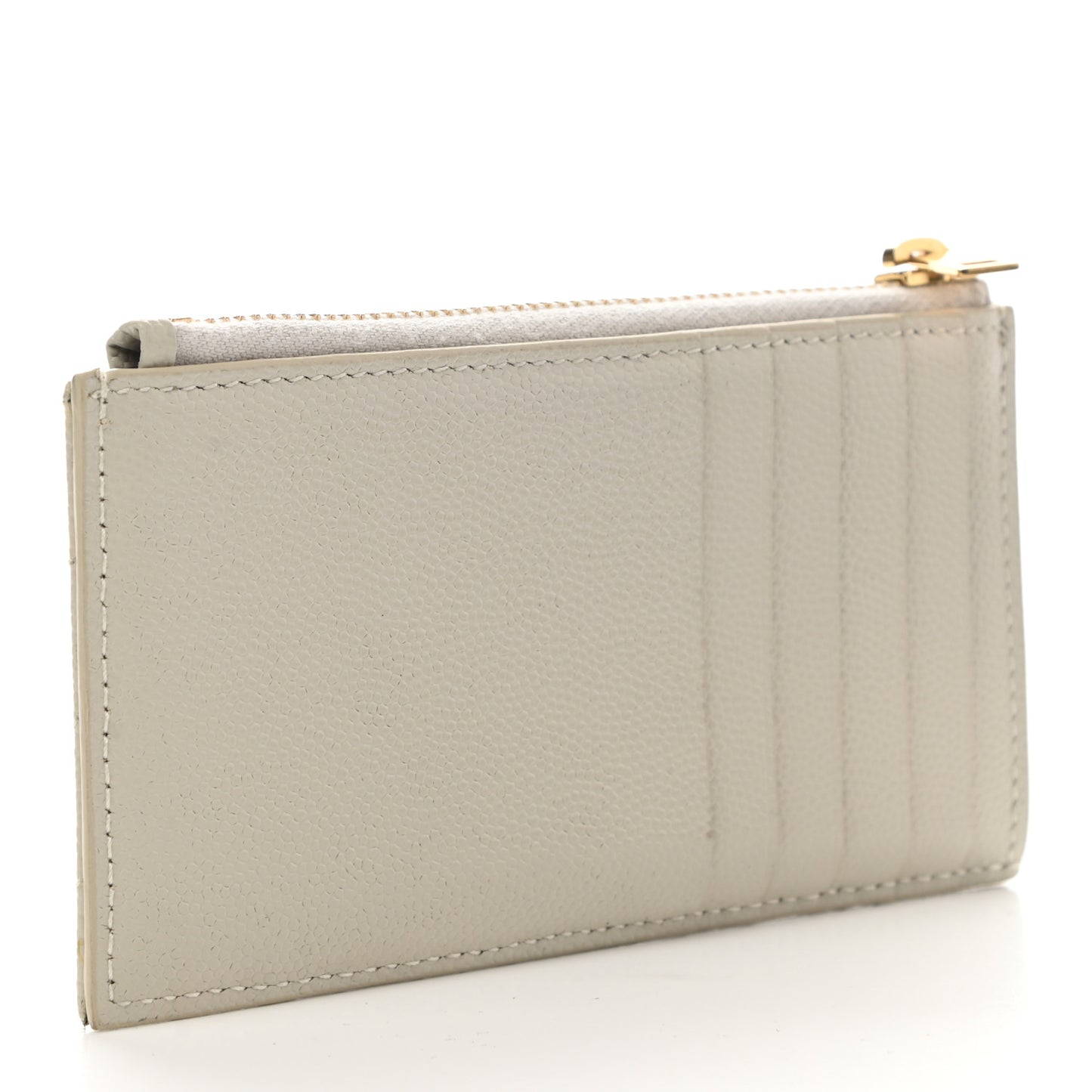 Grain De Poudre Matelasse Chevron Monogram Fragments Zippered Card Case Crema Soft