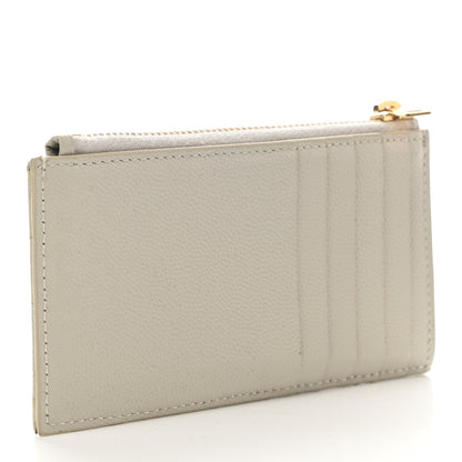 Saint Laurent Grain De Poudre Matelasse Chevron Monogram Fragments Zippered Card Case Crema Soft 3 of 7
