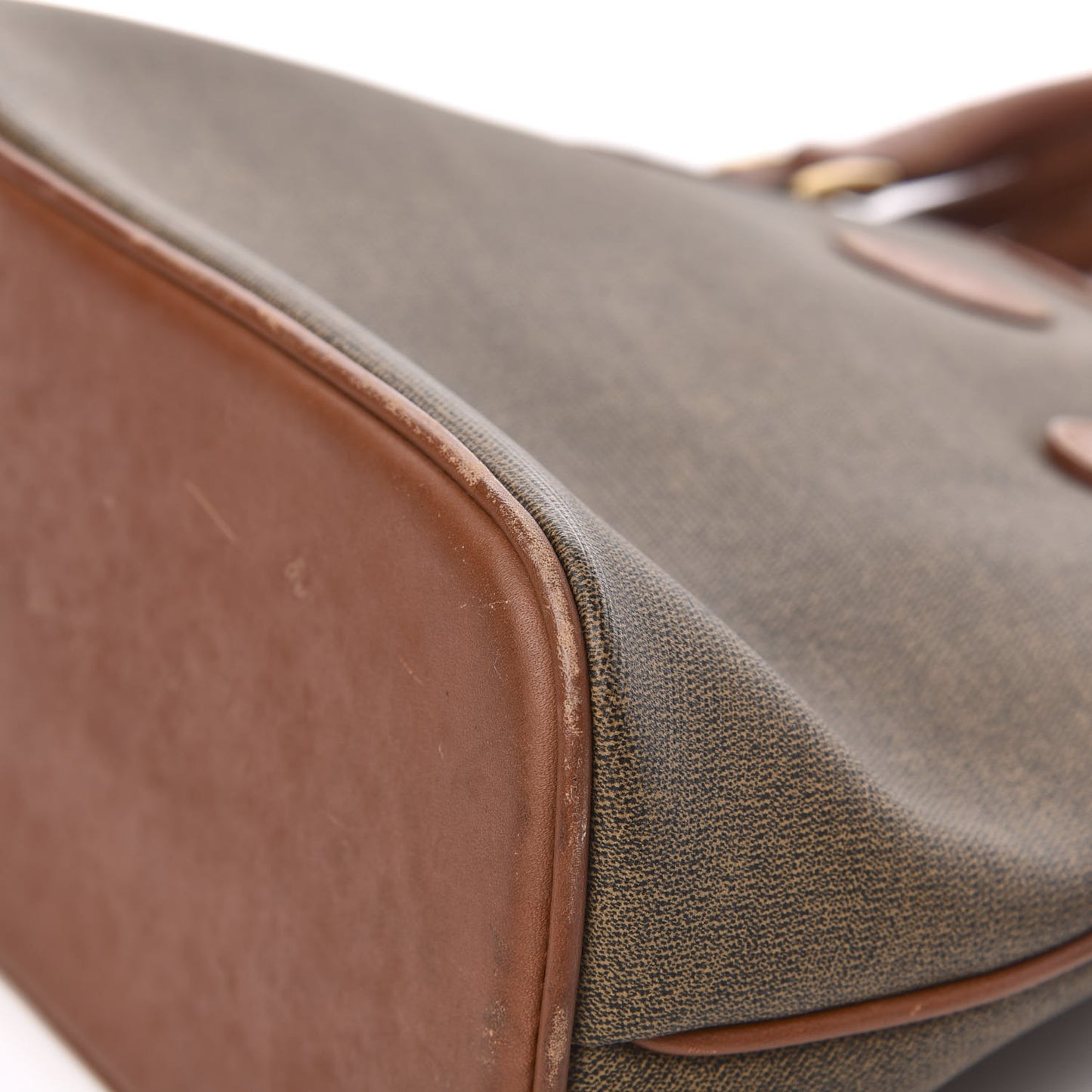 Nappa Canvas Top Handle Bag Brown
