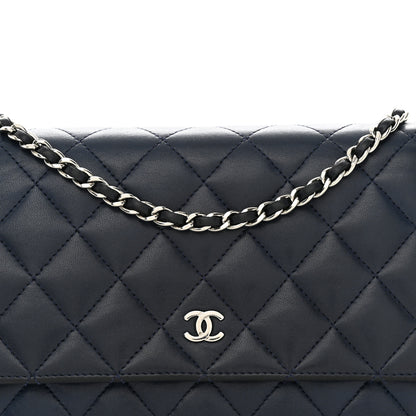Chanel Lambskin Quilted Wallet On Chain WOC Navy Blue 9 of 15