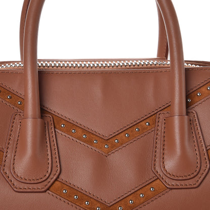 Givenchy Calfskin Suede Small Studded Chevron Antigona Cognac 10 of 10