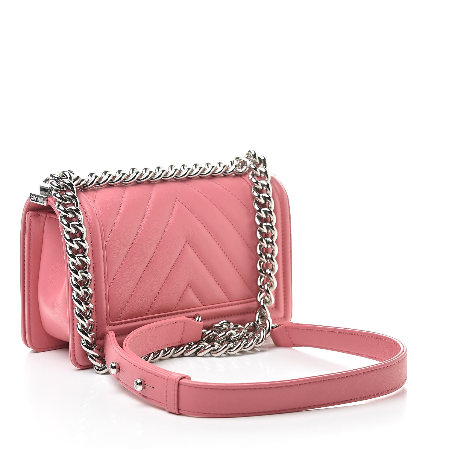 Chanel Calfskin Chevron Quilted Small Boy Flap Pink 3 of 11