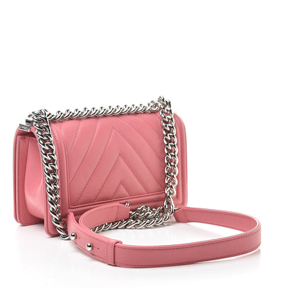 Chanel Calfskin Chevron Quilted Small Boy Flap Pink 3 of 11