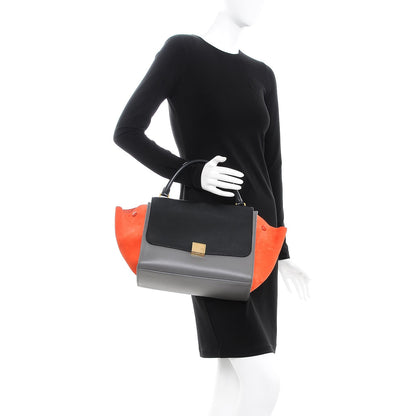 Celine Smooth Calfskin Suede Medium Tri-Color Trapeze Flamingo 3 of 14