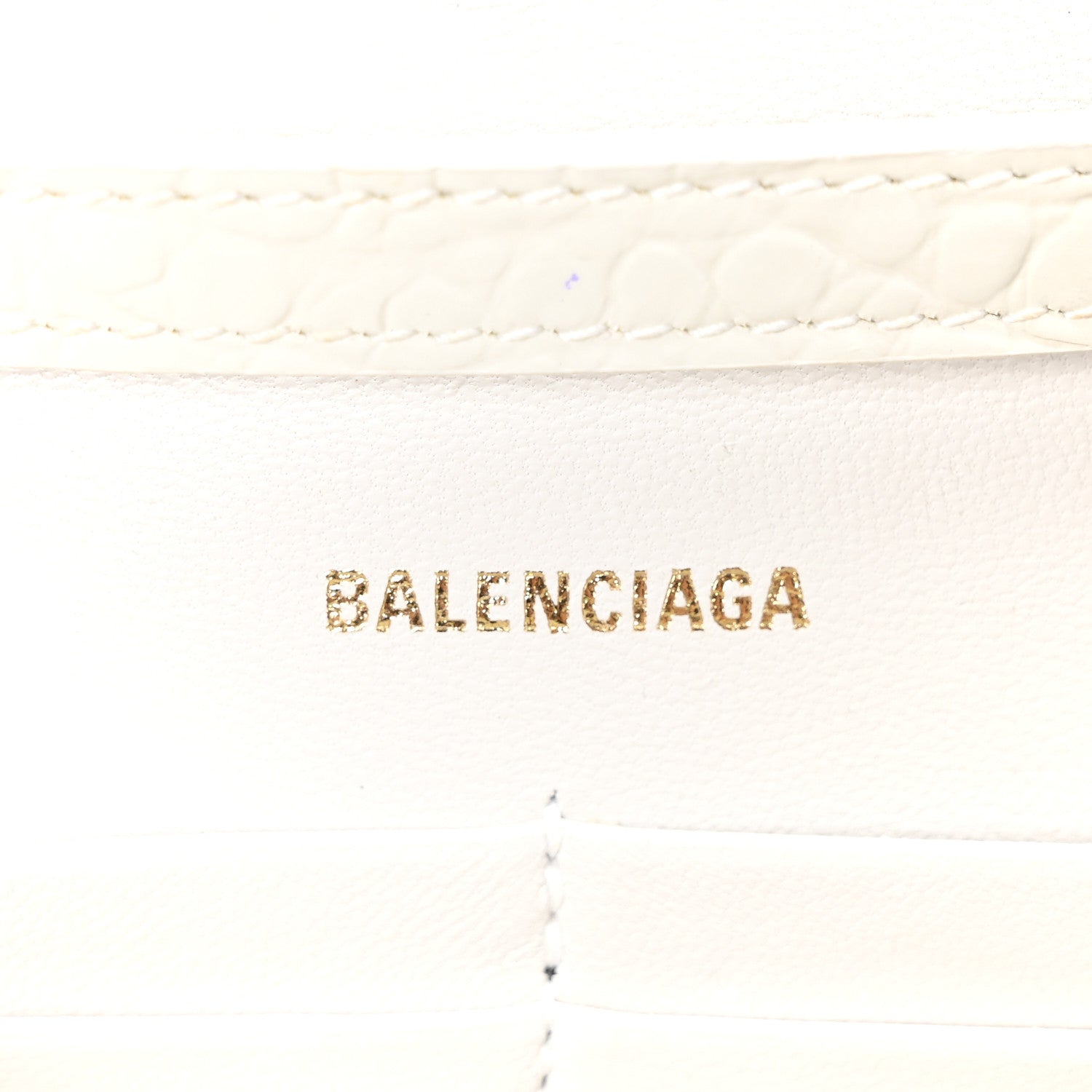 Balenciaga Shiny Calfskin Crocodile Embossed Hourglass Chain Bag White 6 of 9
