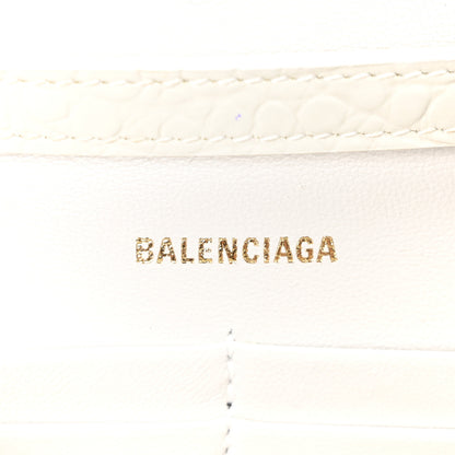 Balenciaga Shiny Calfskin Crocodile Embossed Hourglass Chain Bag White 6 of 9