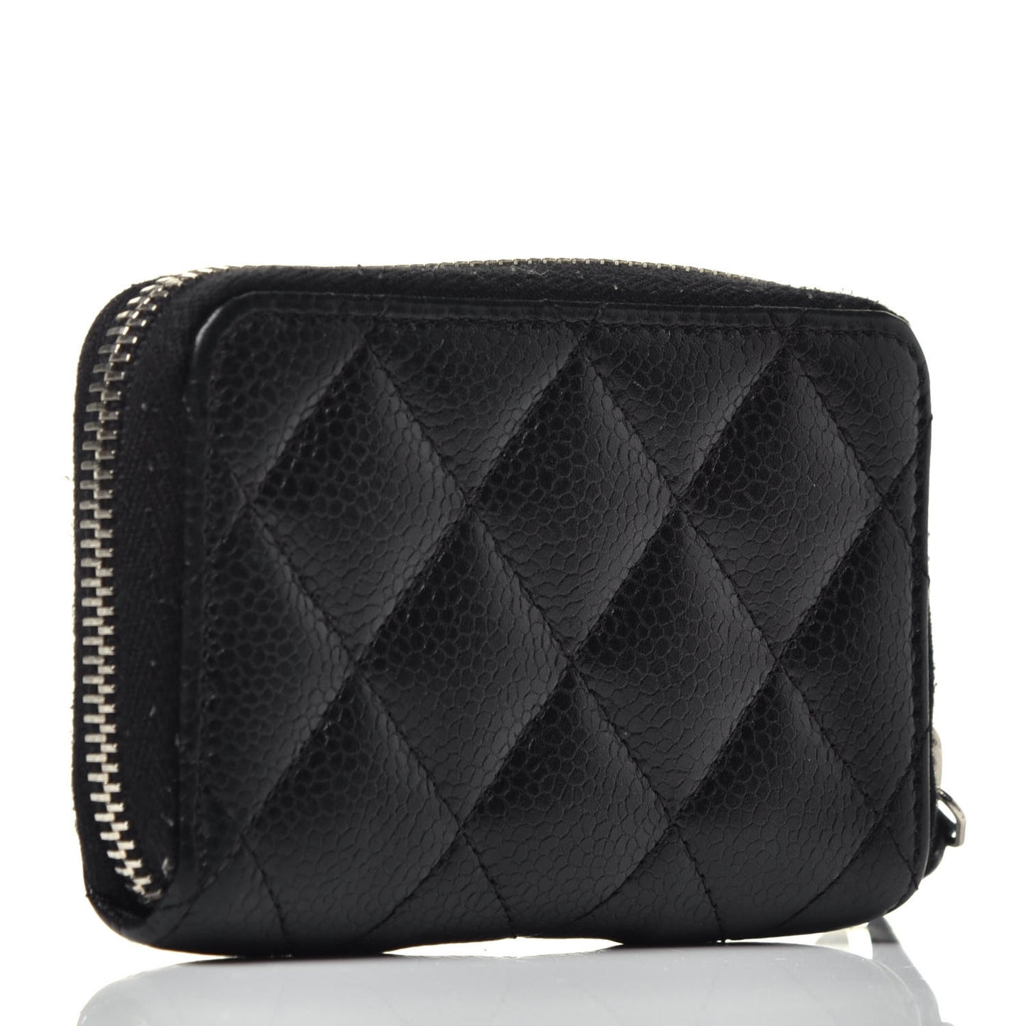 Caviar Quilted Zip Coin Purse Black