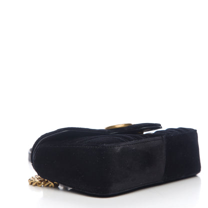 Gucci Velvet Matelasse Mini GG Marmont Shoulder Bag Black 3 of 10