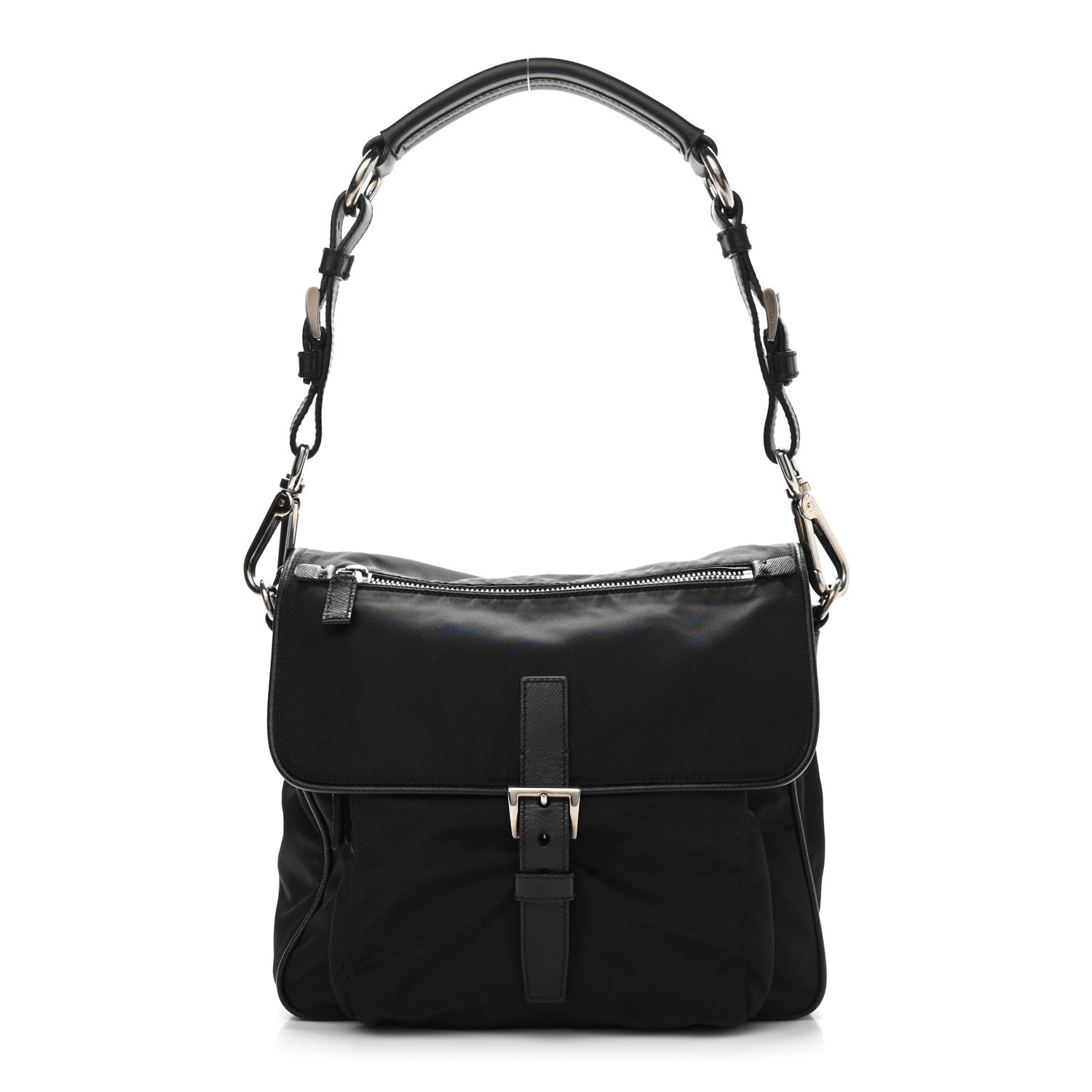 Prada Nylon Vela Saffiano Shoulder Bag Black 1 of 10