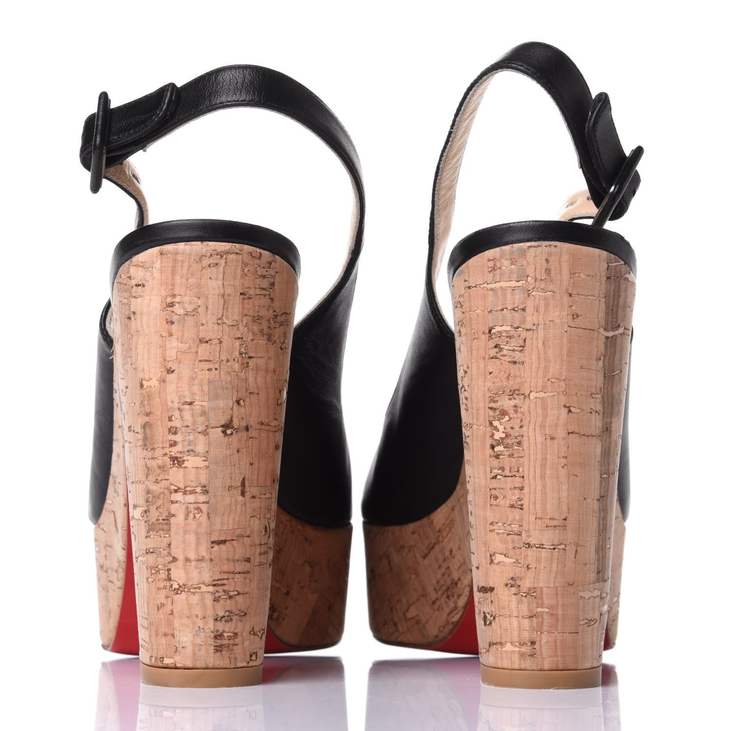 Christian Louboutin Calfskin Cork Dona Anna 120 Wedges 40 Black Natural 6 of 10