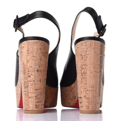 Christian Louboutin Calfskin Cork Dona Anna 120 Wedges 40 Black Natural 6 of 10