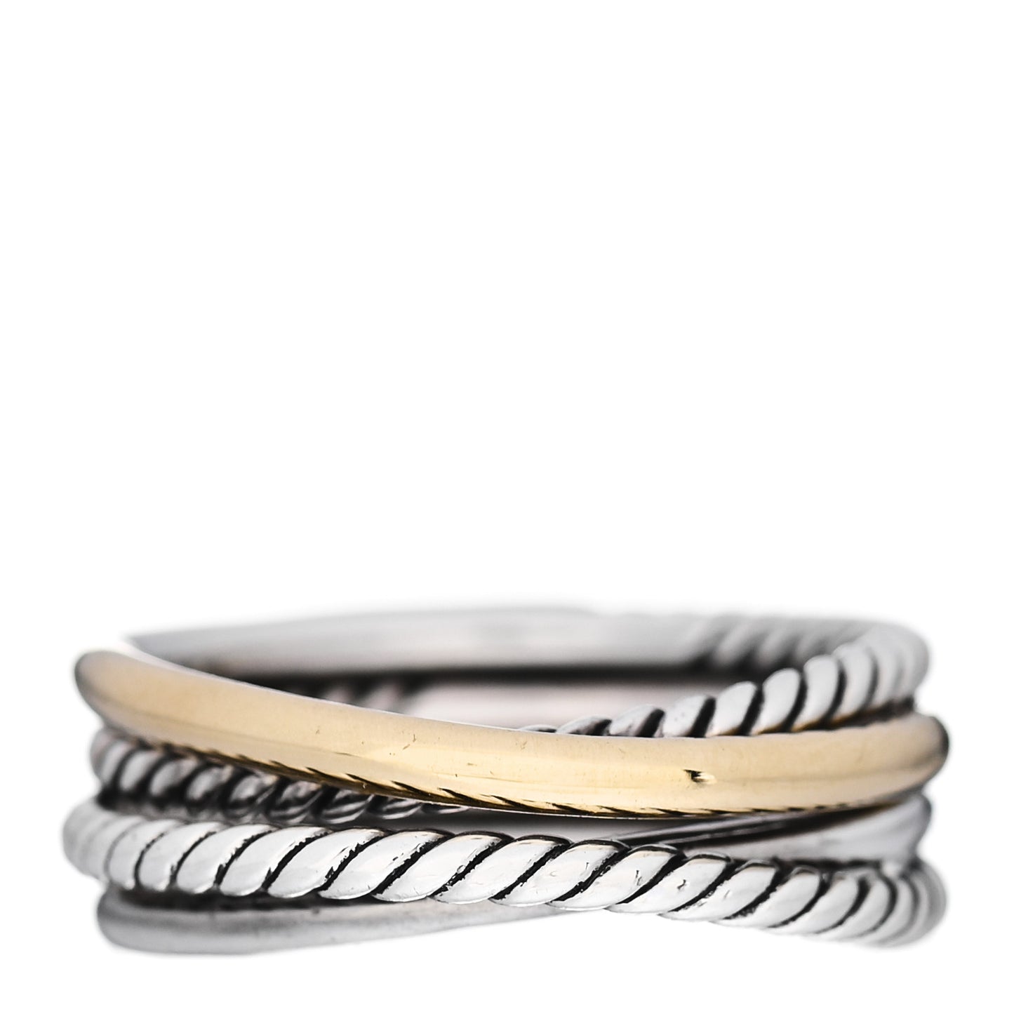 Sterling Silver 18K Yellow Gold 7mm Narrow Crossover Ring 51 5.75