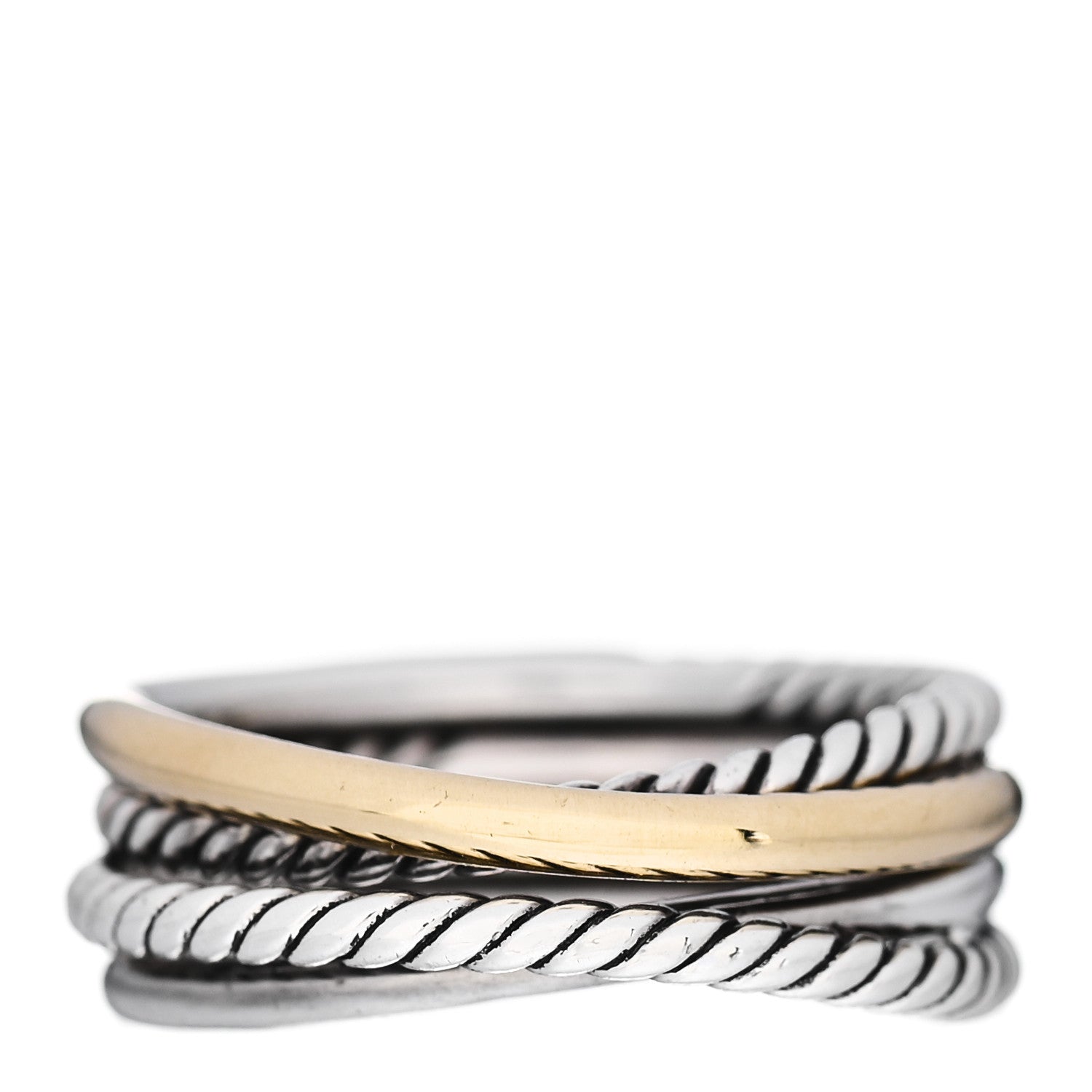David Yurman Sterling Silver 18K Yellow Gold 7mm Narrow Crossover Ring 51 5.75 1 of 5