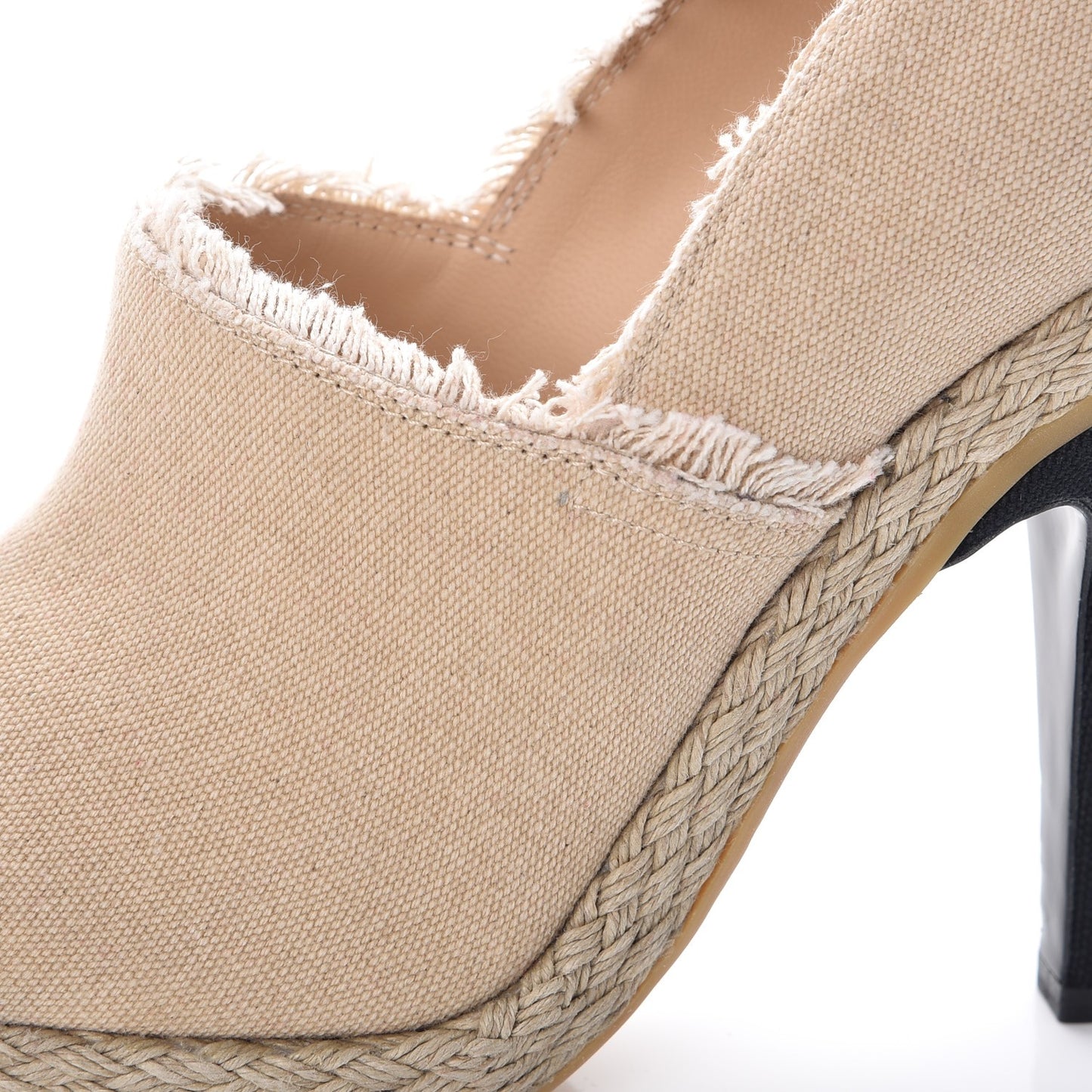 Toile Cap Toe Espadrille Pumps 39 Beige Black