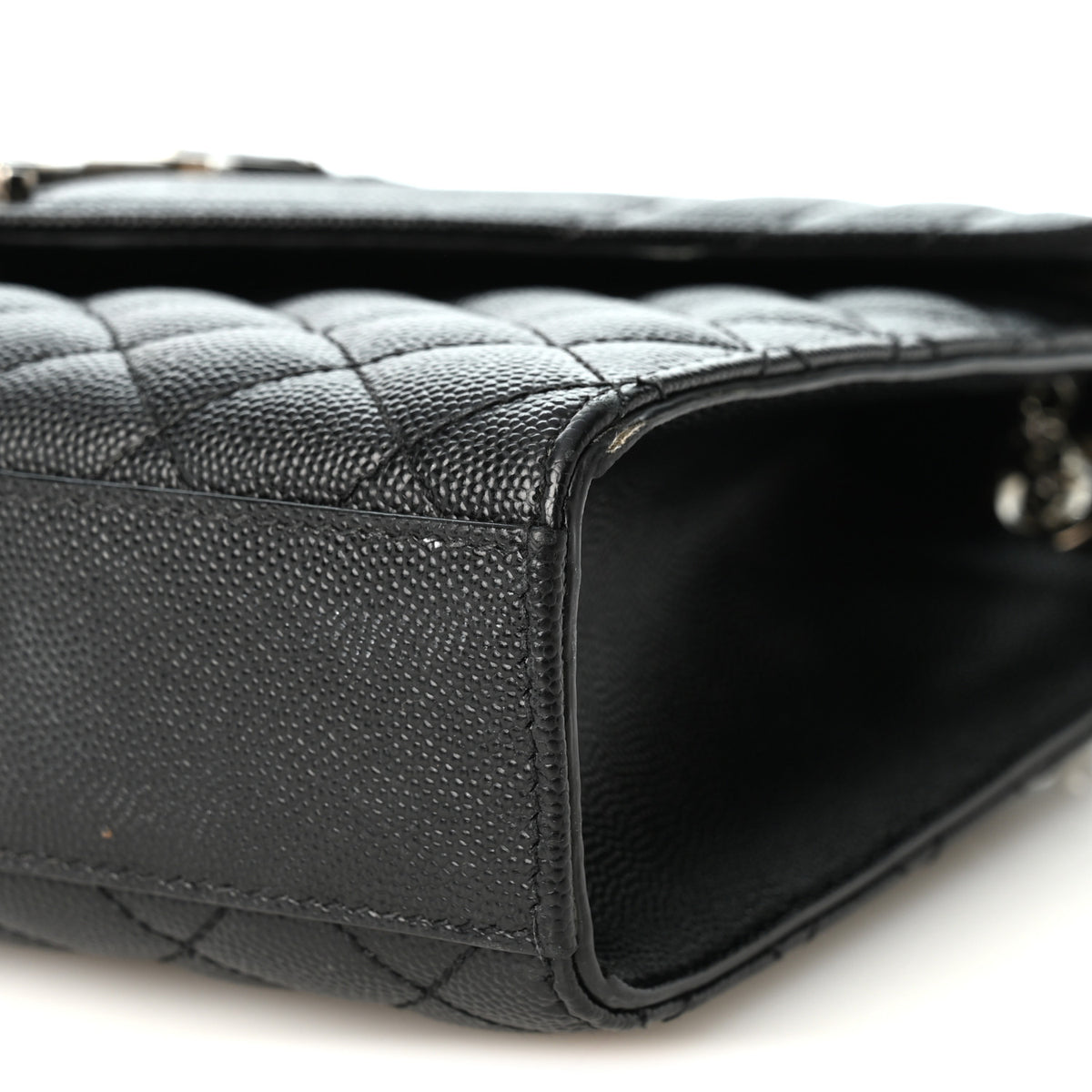Grain De Poudre Textured Mixed Matelasse Triquilt Medium Monogram Satchel Black