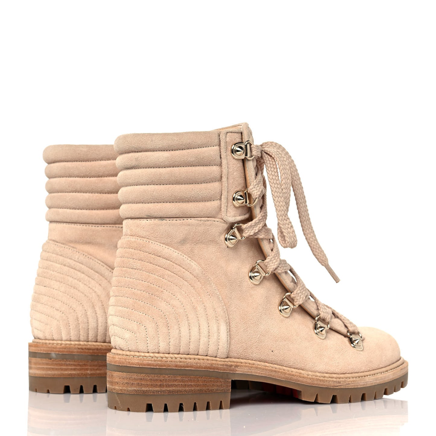 Suede Flat Hiking Boots 36.5 Beige