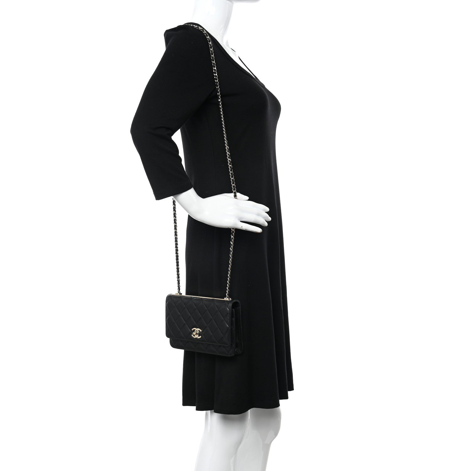 Chanel Lambskin Quilted Trendy CC Wallet On Chain WOC Black 2 of 15