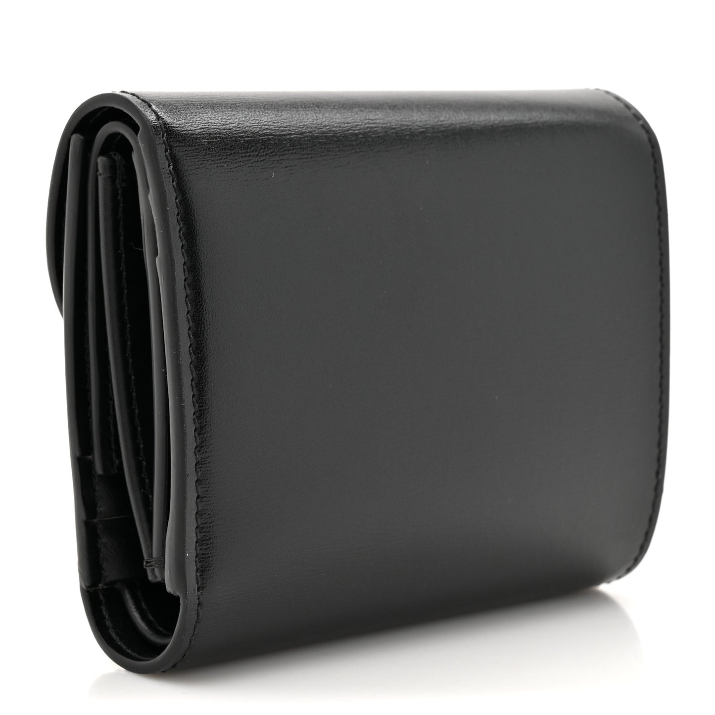 Shiny Calfskin Small Triomphe Wallet Black