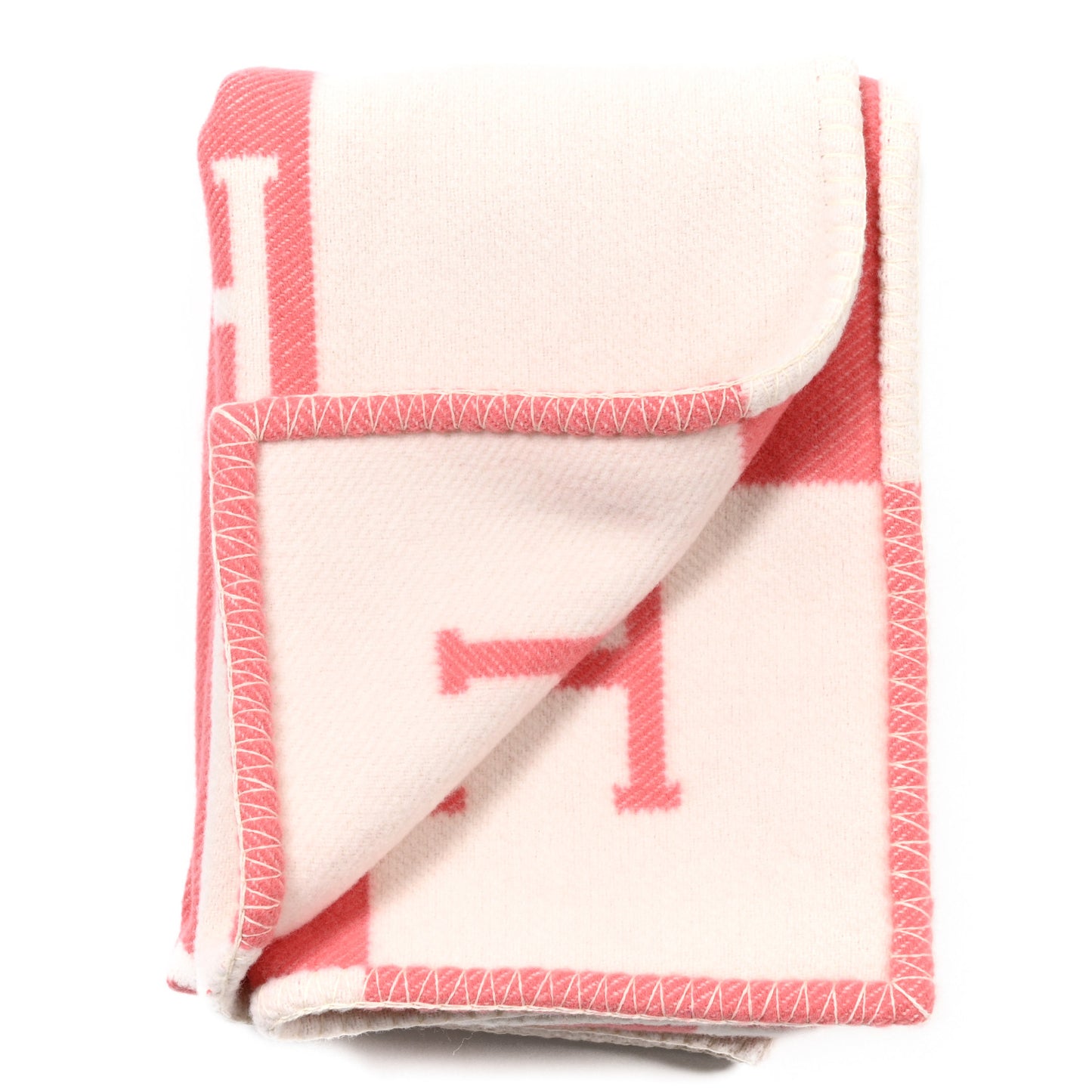 Wool Cashmere Avalon Baby Blanket Rose Airelle White