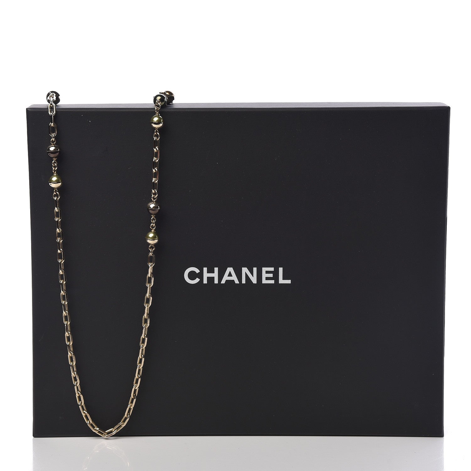 Chanel Beaded Star CC Long Necklace Green Gold 6 of 6