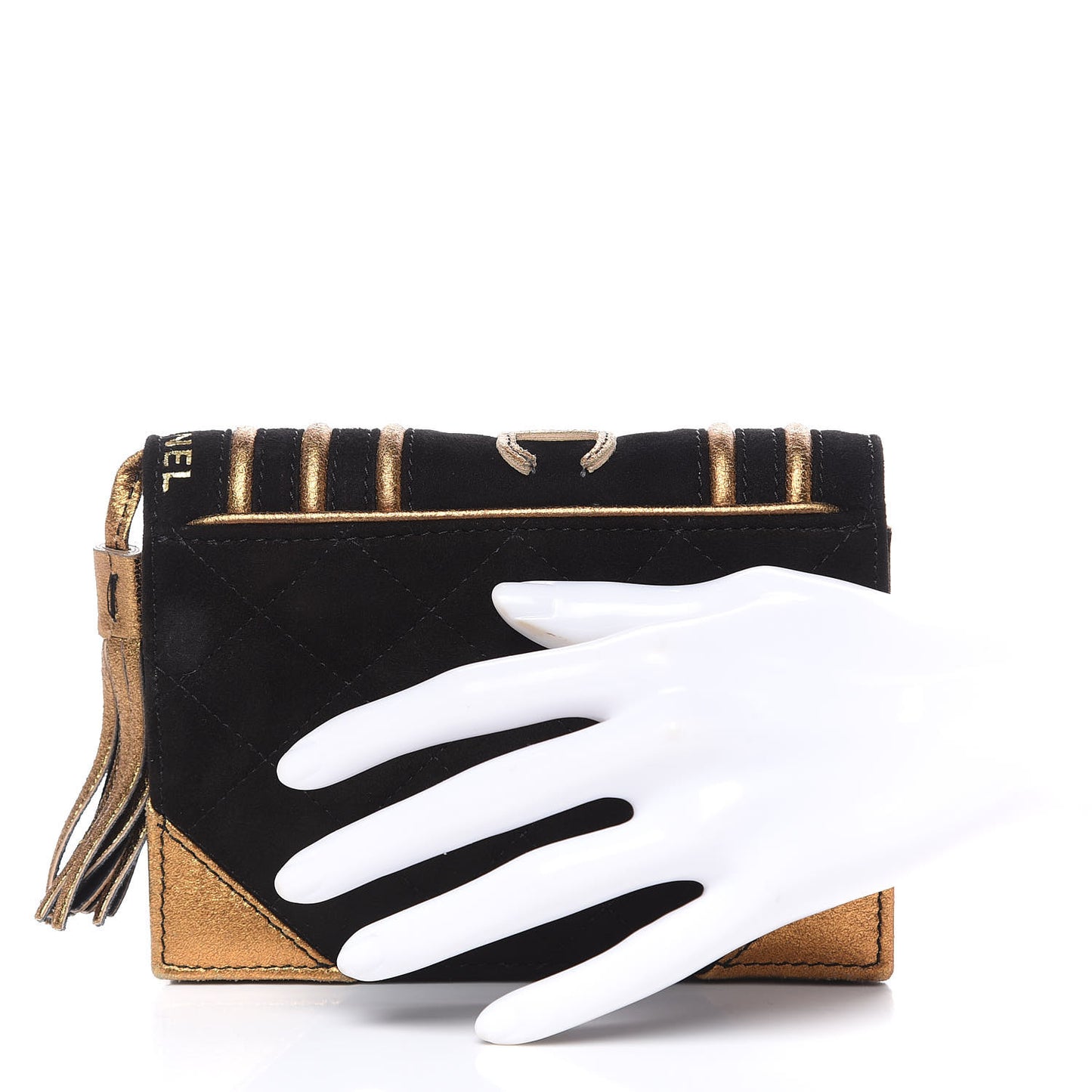 Suede Quilted Bible Book CC Clutch Black