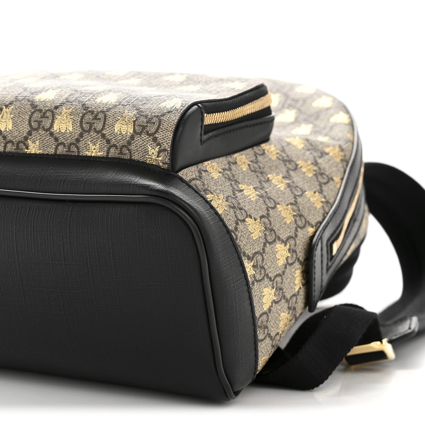 GG Supreme Monogram Bees Print Small Day Backpack Beige Oro Black