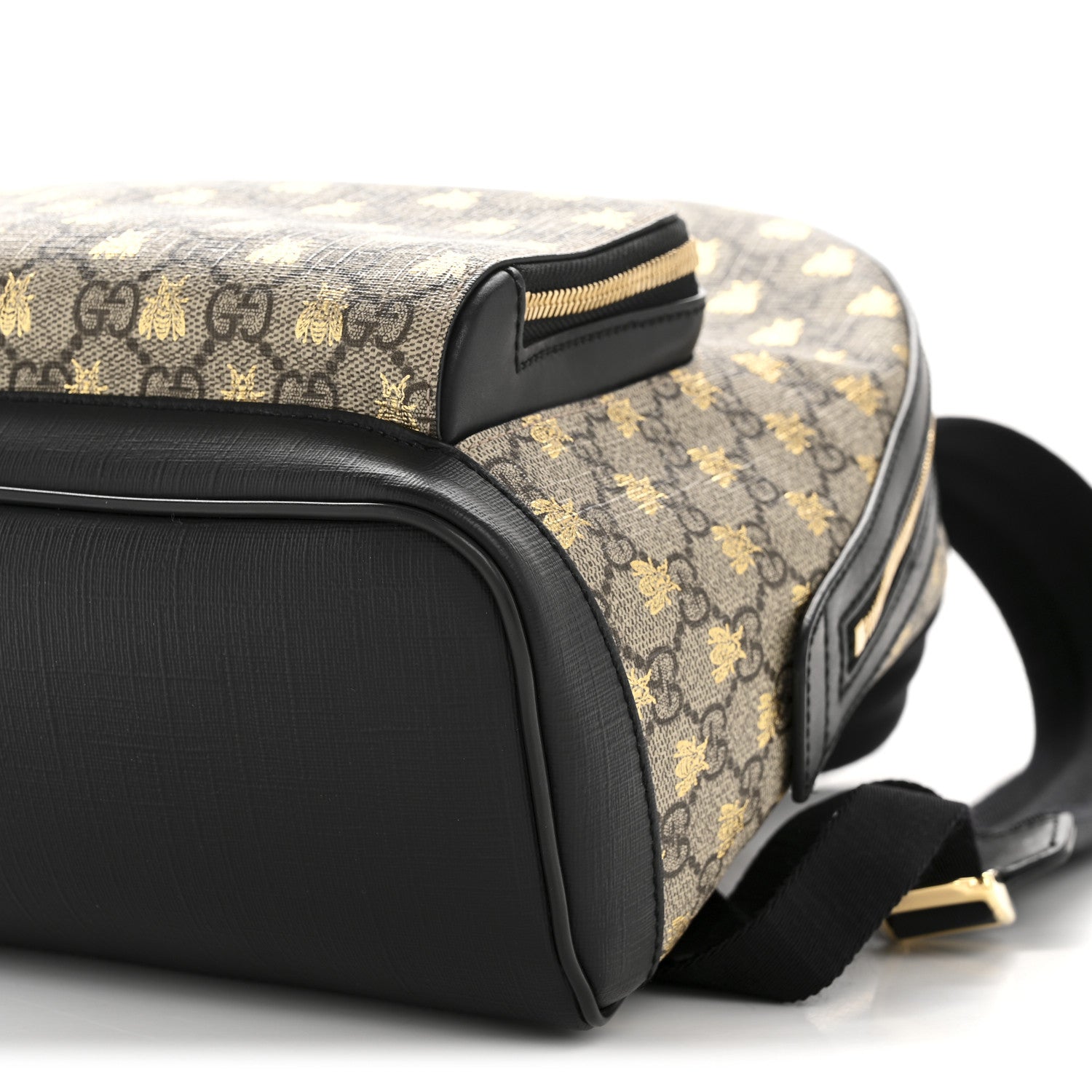 Gucci GG Supreme Monogram Bees Print Small Day Backpack Beige Oro Black 10 of 12