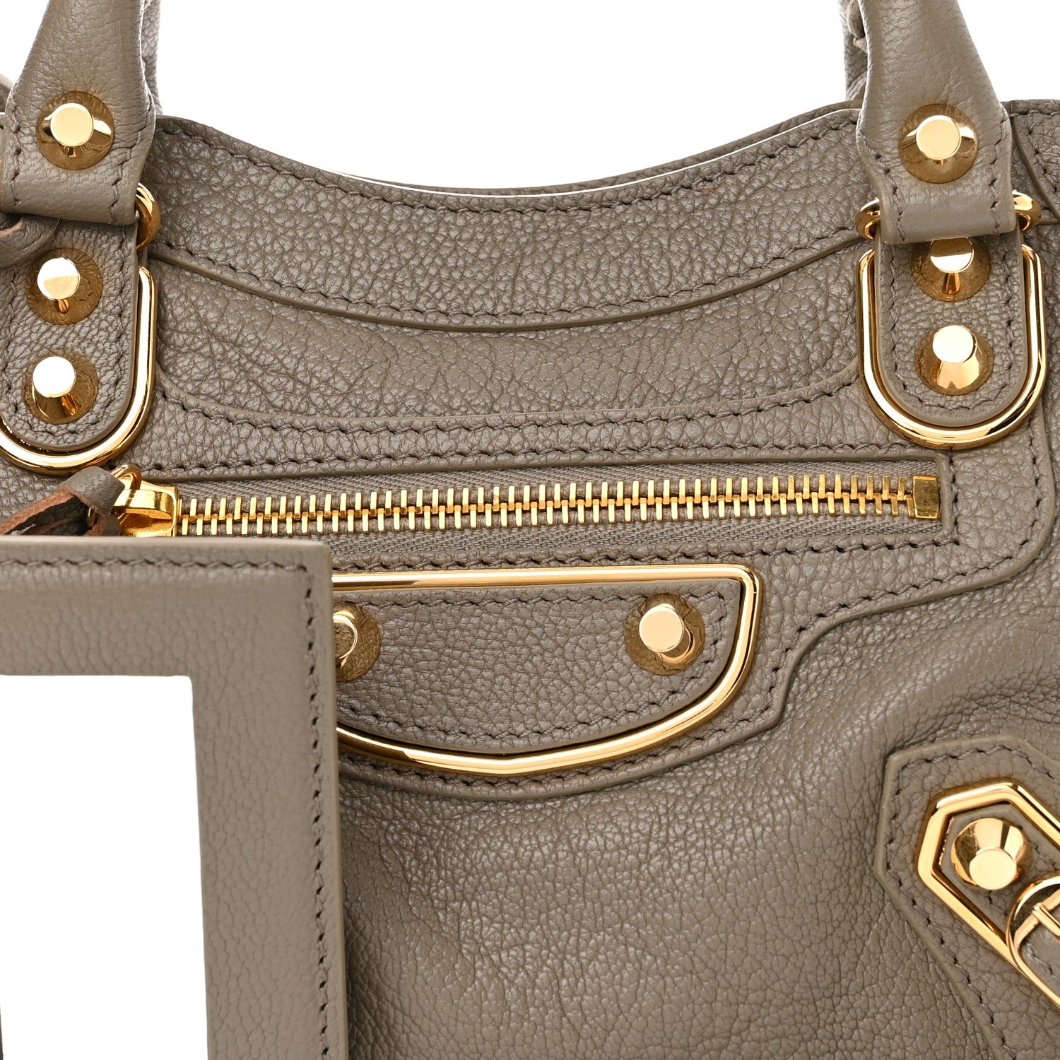 Balenciaga Chevre Gold Metallic Edge Hardware Mini City Gris Taupe 8 of 10