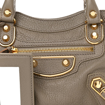 Balenciaga Chevre Gold Metallic Edge Hardware Mini City Gris Taupe 8 of 10