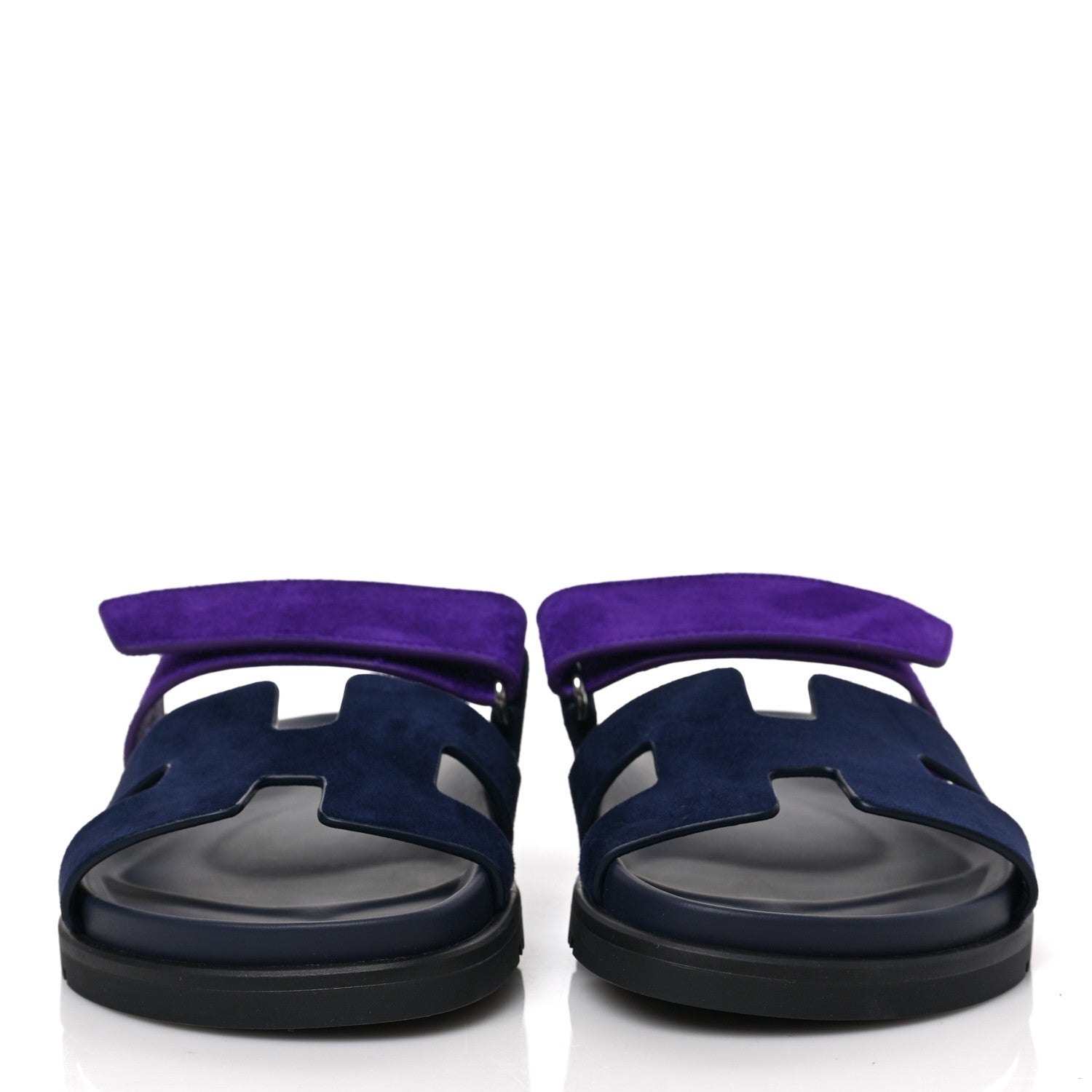 Hermes Suede Goatskin Womens Chypre Sandals 35 Marine Violet Majorette 2 of 9