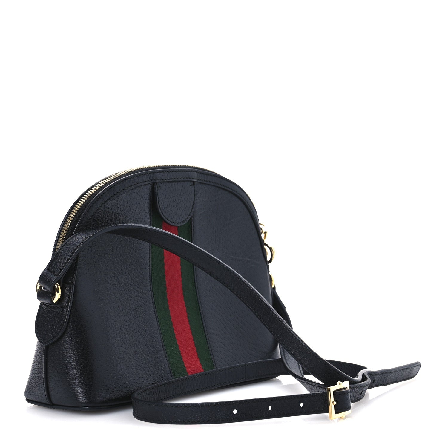 Gucci Calfskin GG Web Small Ophidia Dome Shoulder Bag Black 3 of 12