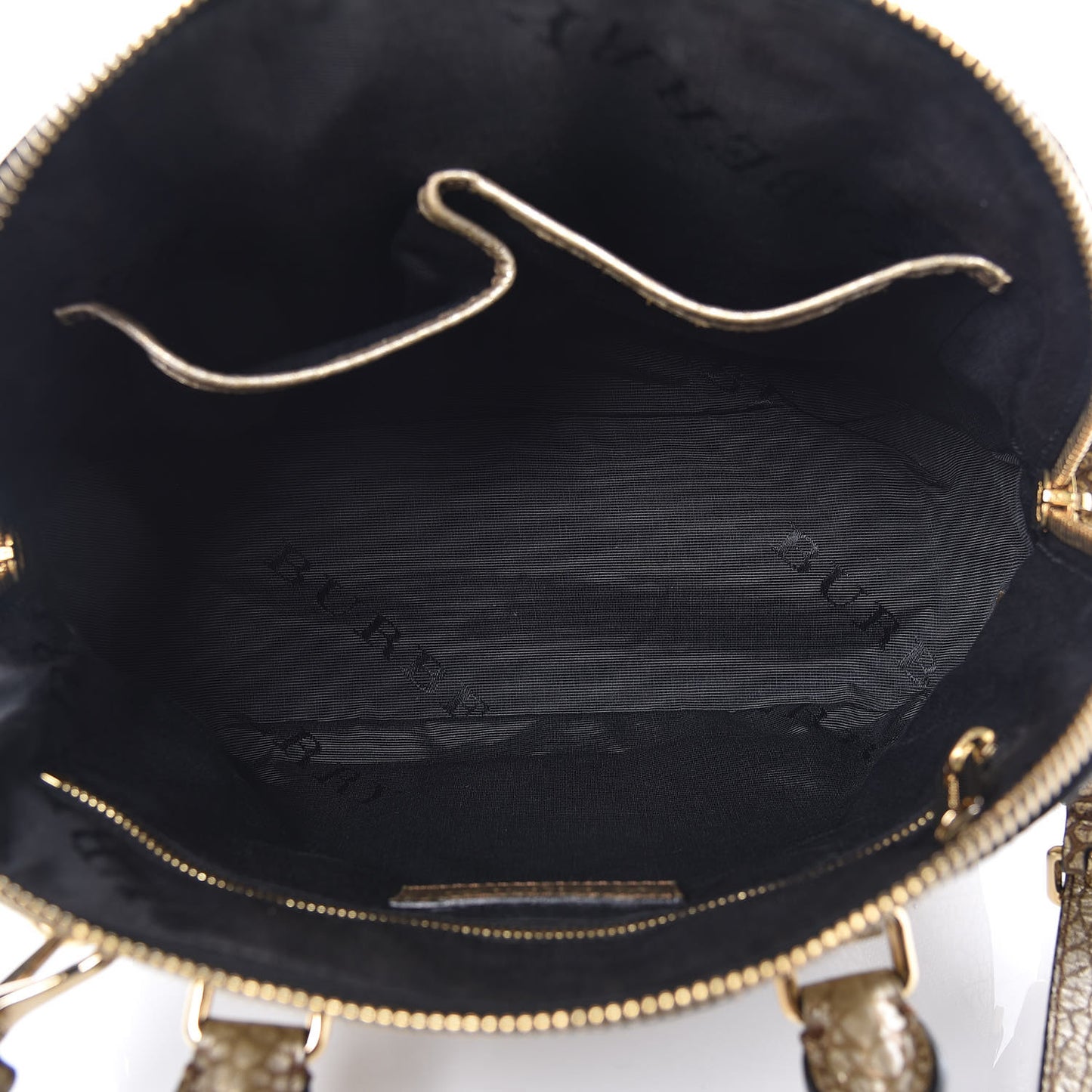 Metallic Heritage Grain Check Embossed Small Orchard Bowling Bag Gold