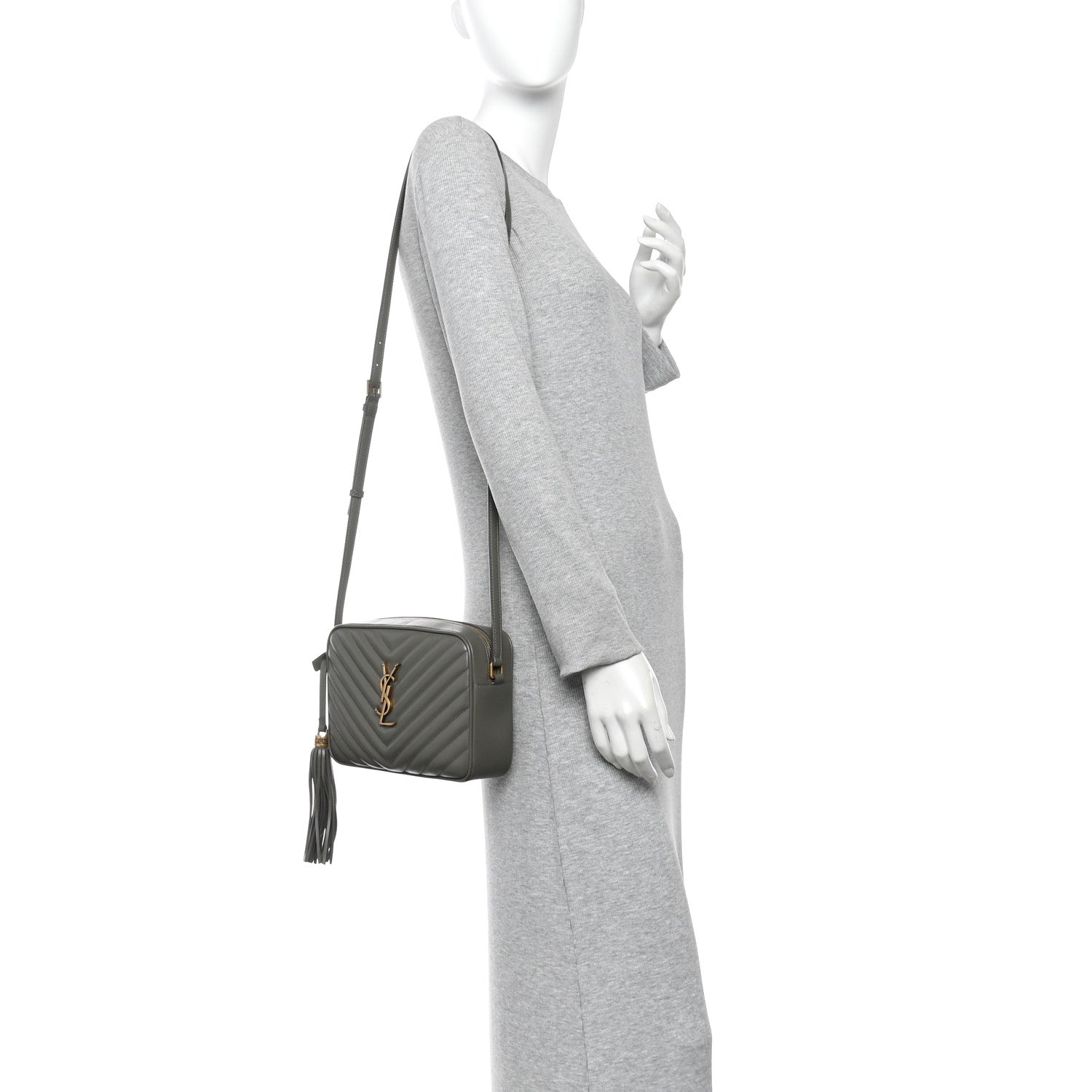 Saint Laurent Calfskin Matelasse Monogram Lou Camera Bag Dusty Grey 2 of 10