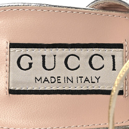 Gucci Malaga Kid Crystal Strappy Horsebit Sandals 37 Platino Silver 9 of 12