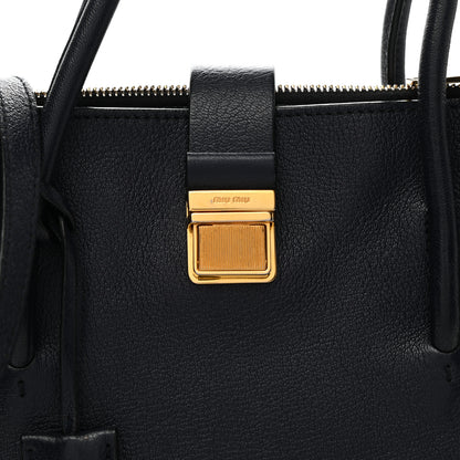 Miu Miu Goatskin Madras Tote Black 8 of 10