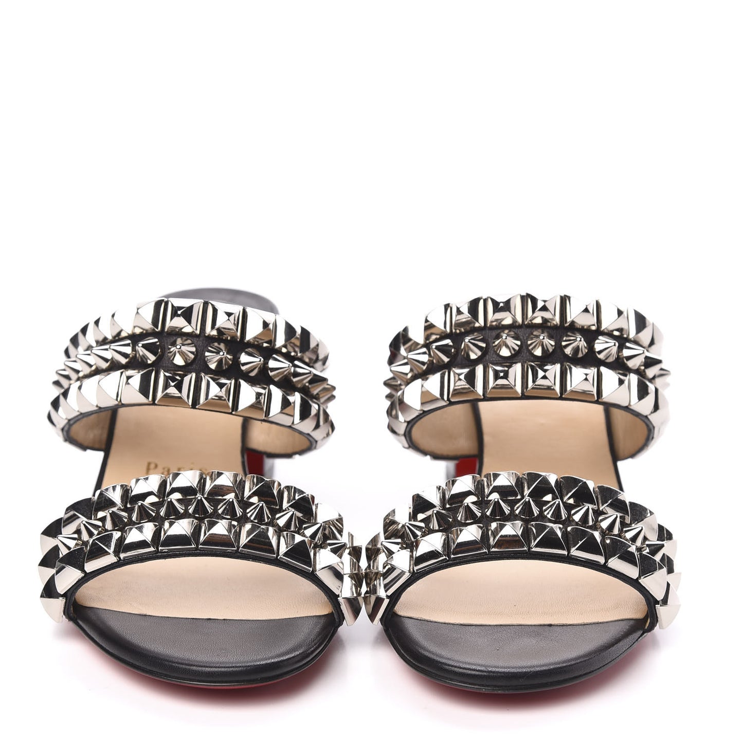 Calfskin Studded Tina Goes Mad 55 Slide Sandals 37 Black