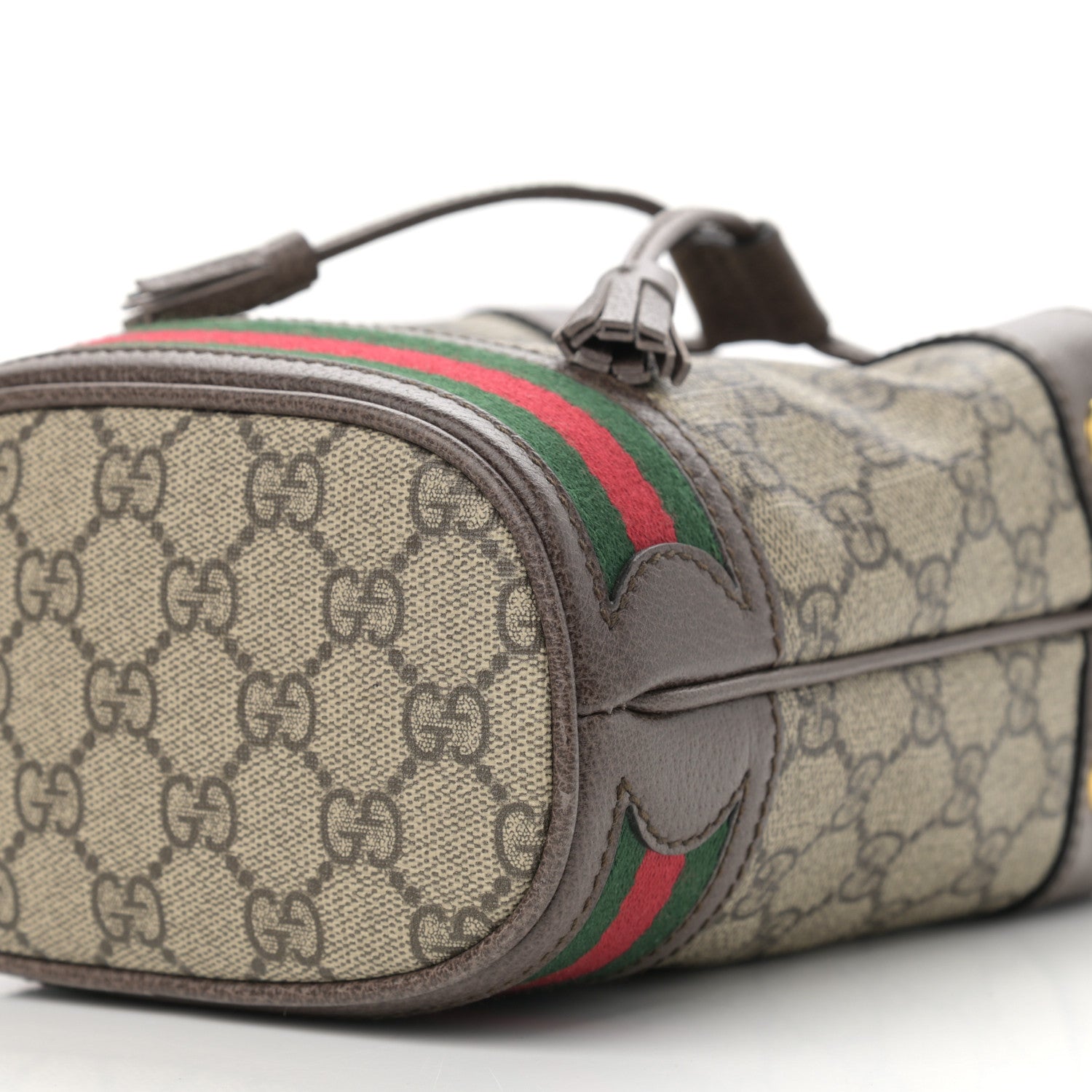 Gucci GG Supreme Monogram Web Mini Ophidia Bucket Bag Brown 10 of 11