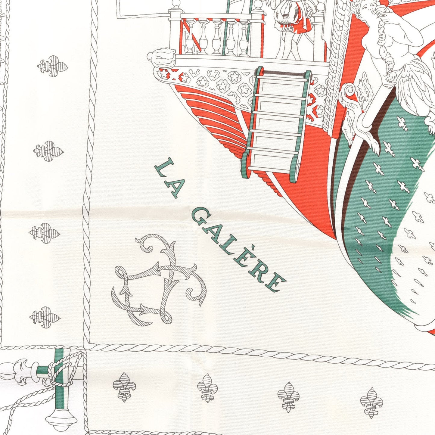 Silk Vue Du Carrosse De La Galere La Reale Scarf 90 Blanc Creme Rouge