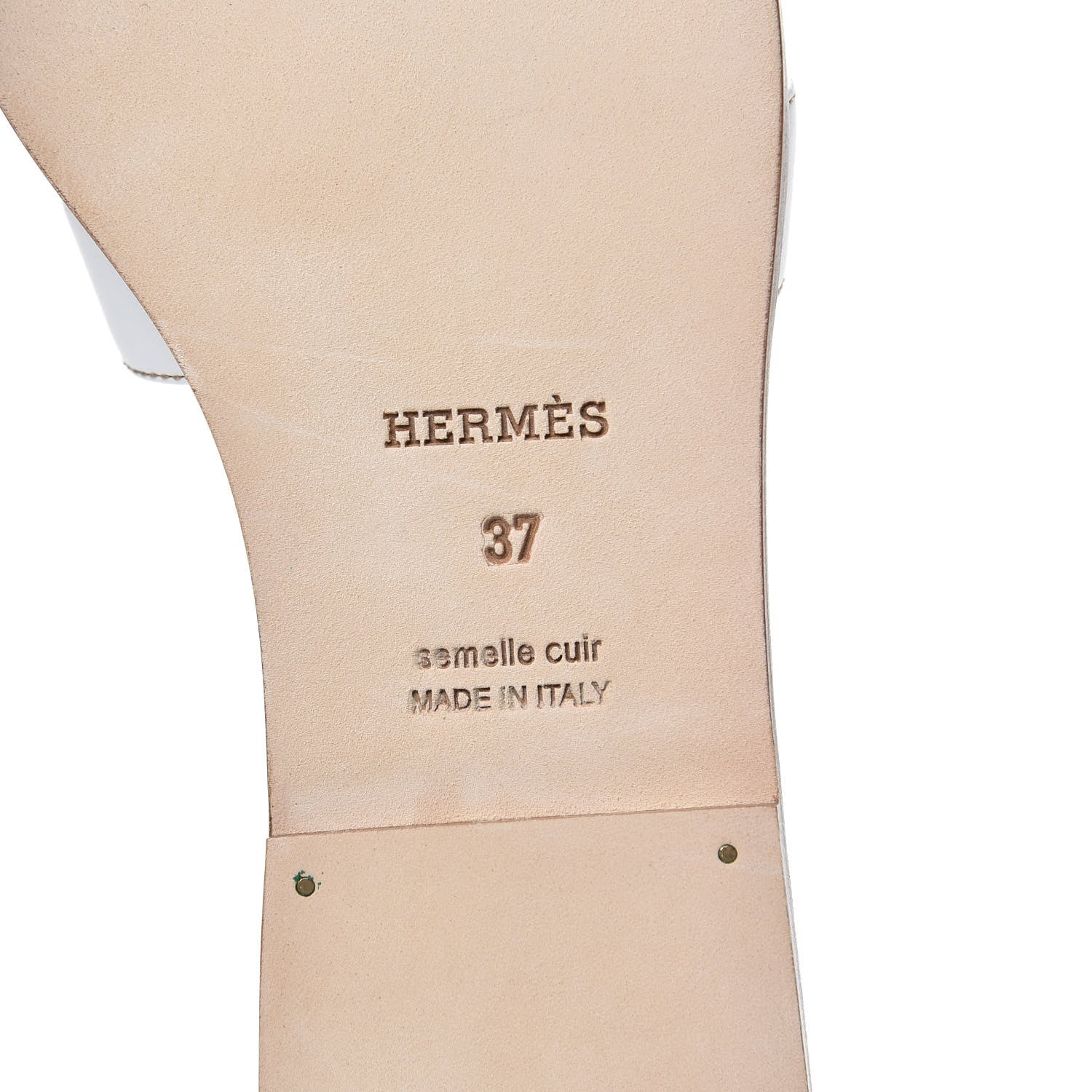 Hermes Box Calfskin Oran Sandals 37 White 7 of 9