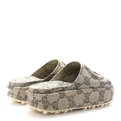 Gucci Cubic Rubber GG Monogram Womens Interlocking G Platform 42mm Slide Sandals 39 Beige Ebony 5 of 9
