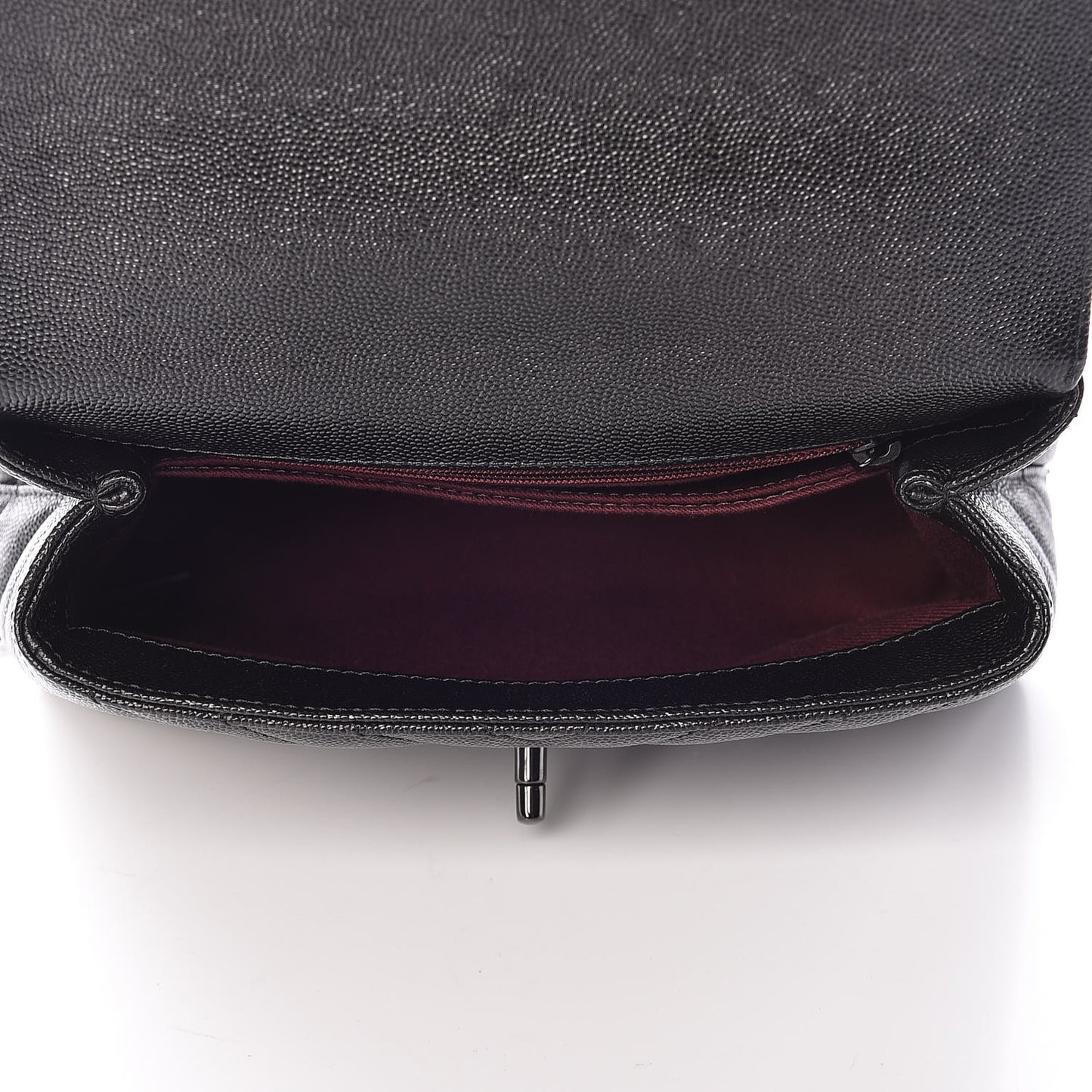 Caviar Chevron Quilted Mini Coco Handle Flap So Black