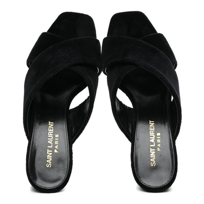 Saint Laurent Velvet LouLou Mules 36 Black 2 of 9
