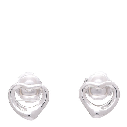 Tiffany Platinum Elsa Peretti Open Heart Earrings 1 of 6
