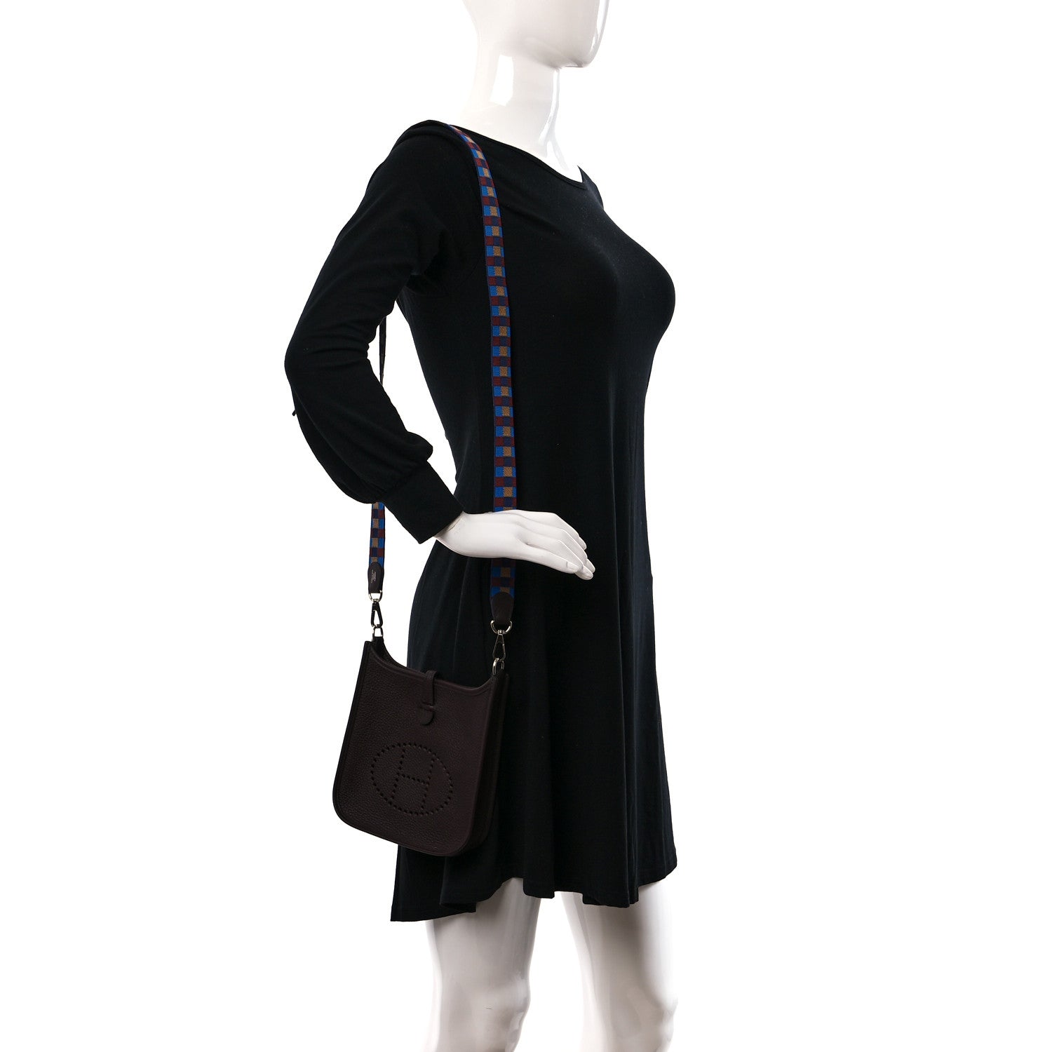 Hermes Taurillon Clemence Maxi Quadrille Evelyne TPM Rouge Sellier Bleu Bill Biscuit Rouge H 2 of 9