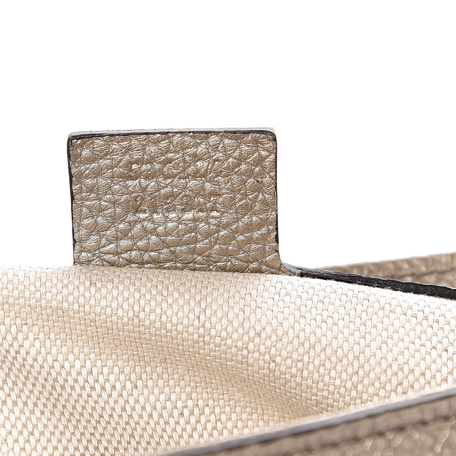 Gucci Metallic Pebbled Calfskin Medium Soho Flap Crossbody Golden Beige 6 of 9
