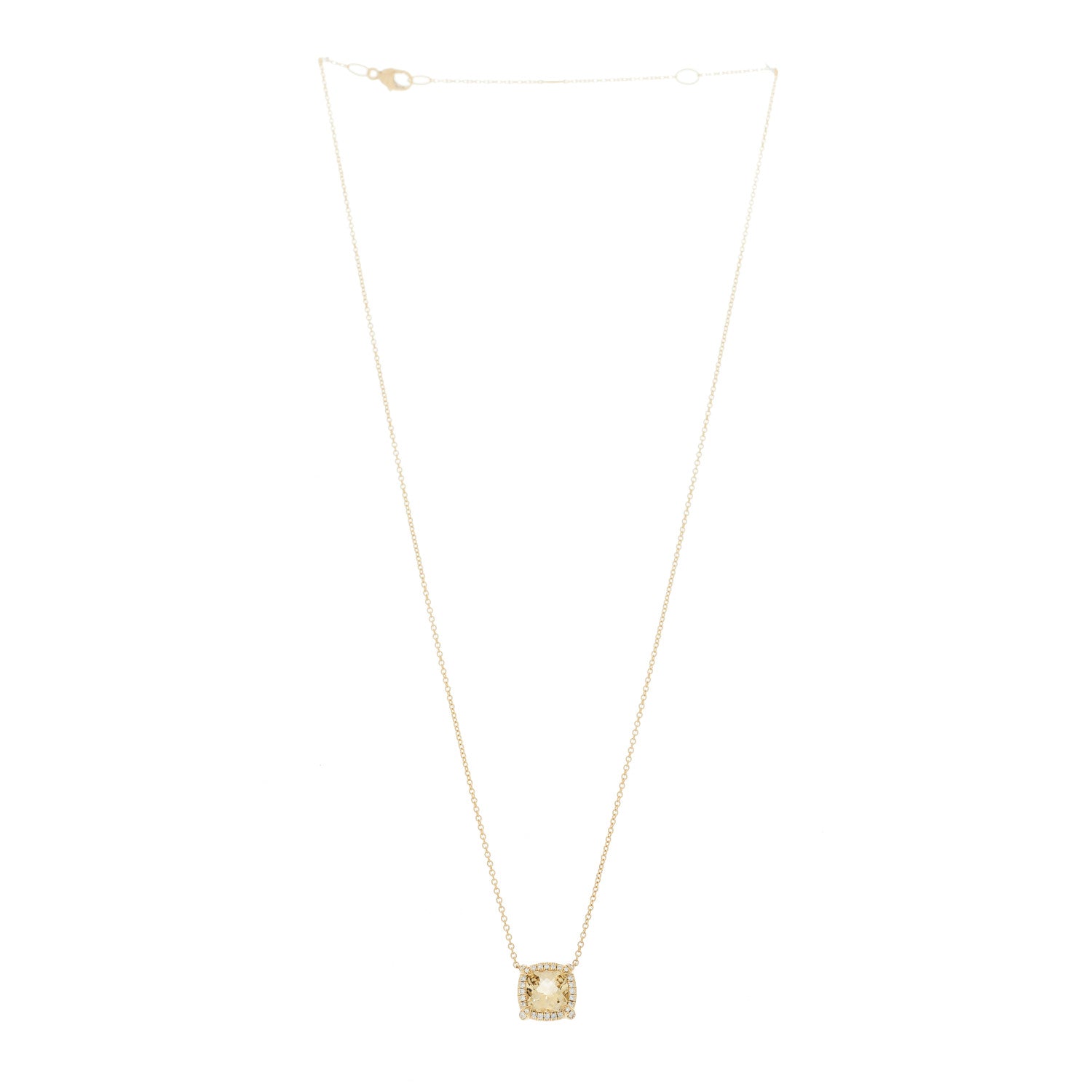 David Yurman 18K Yellow Gold Diamond Champagne Citrine 7mm Petite Chatelaine Pave Bezel Pendant Necklace 3 of 6