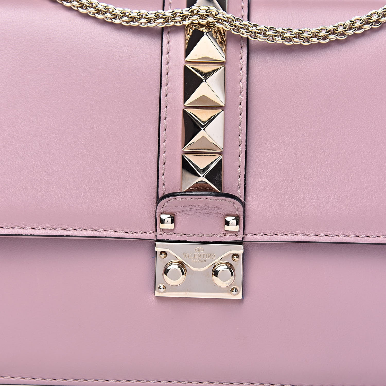 Valentino Garavani Vitello Medium Glam Lock Rockstud Flap Water Rose 11 of 11