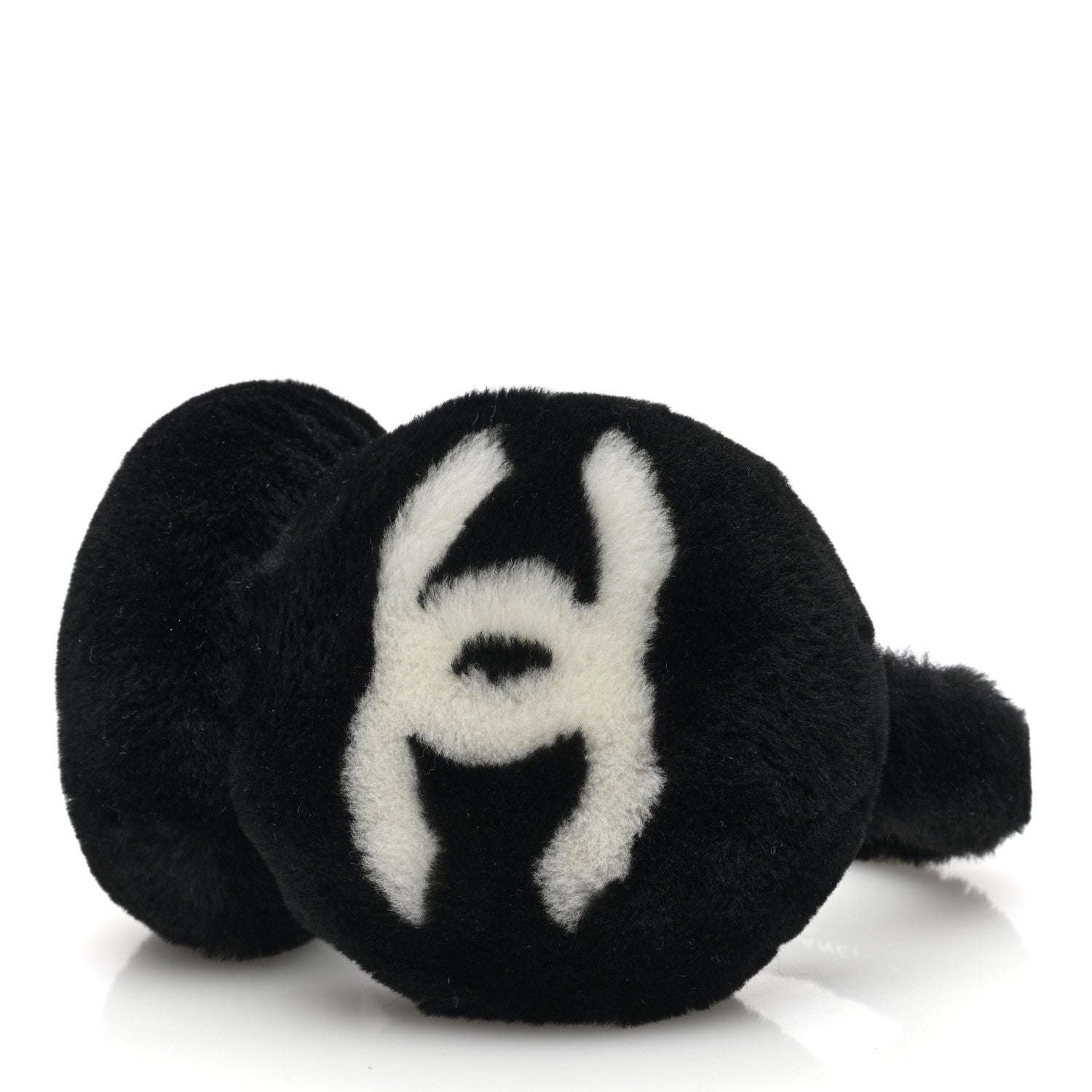 Chanel Shearling CC Ear Muffs Black White 5 of 6